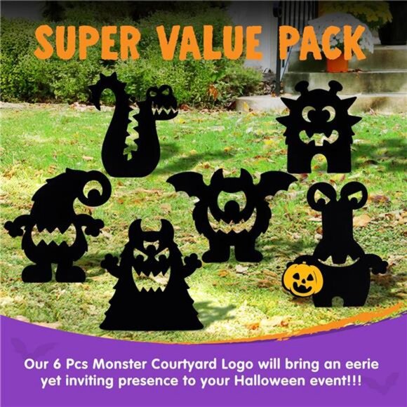6 Pcs Halloween Yard Signs Decorations Outdoor, Halloween Monster Stakes - Picture 3 of 8